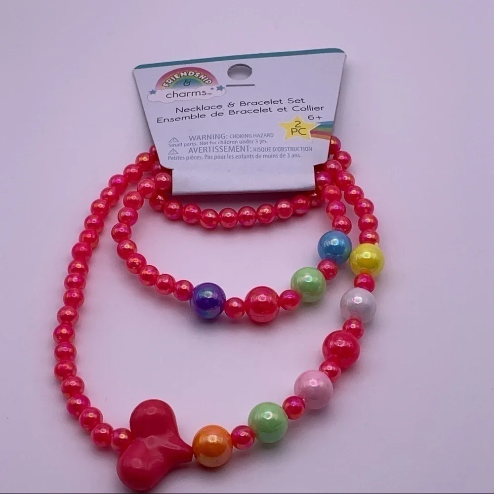 Girls Pink Unicorn Earrings, Necklace and Bracelet Set